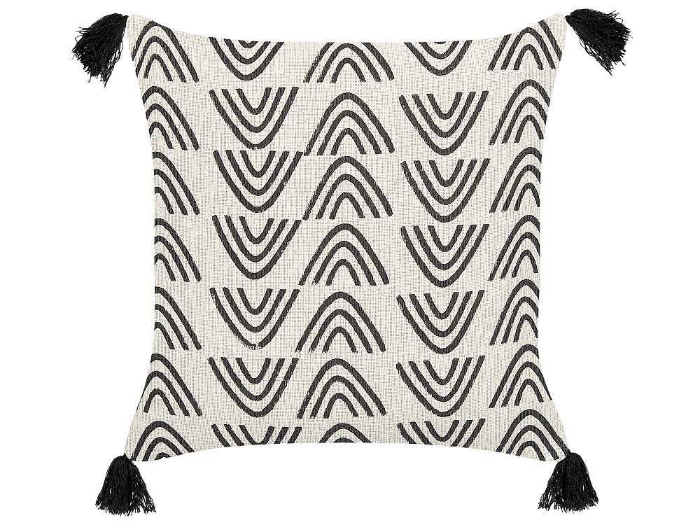 Throw Cushion MAYS 45 x 45 cm Cotton White Geometric Pattern