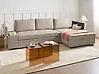 Corner Sofa Bed HRISEY Faux Linen Beige Left Hand