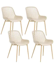 Set of 4 Dining Chairs KLEVE Beige_1006568