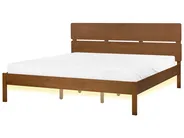 Bed with LED Wood BOISSET 180 x 200 cm (EU Super King) Dark Brown_899837