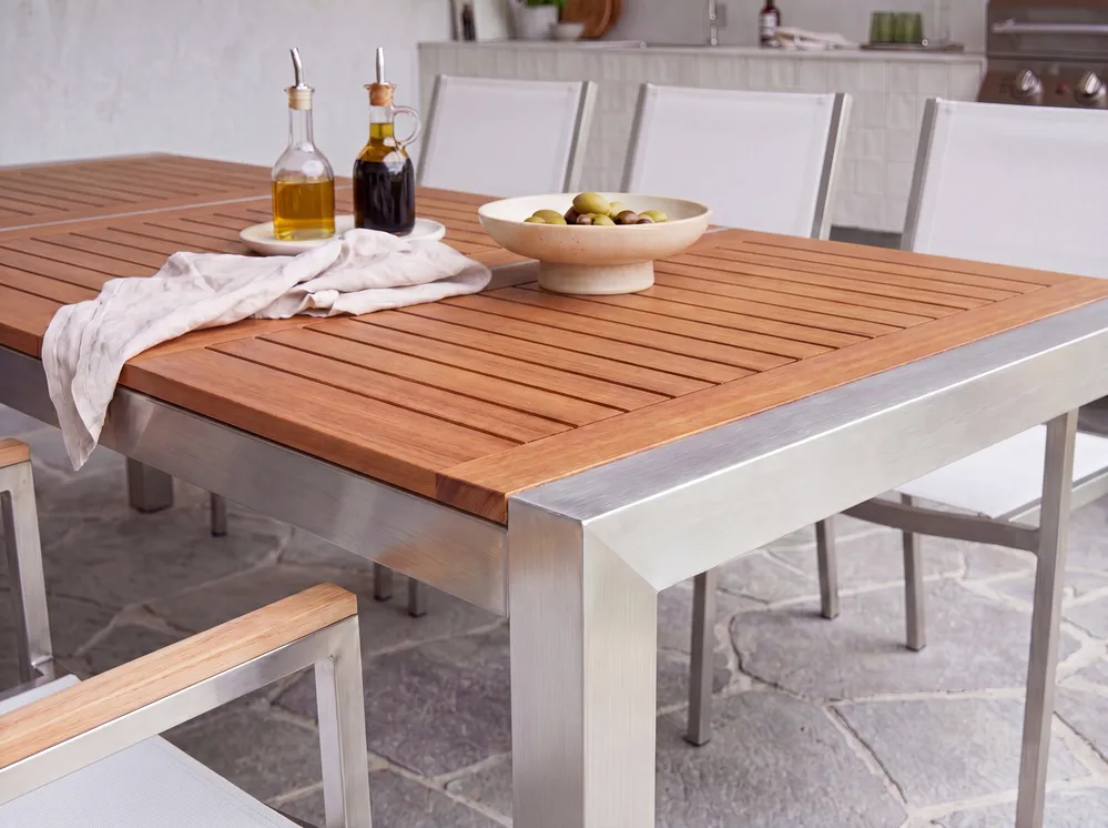 Garden Dining Set 6 Seater GROSSETO Eucalyptus Wood Brown/ White_1106728