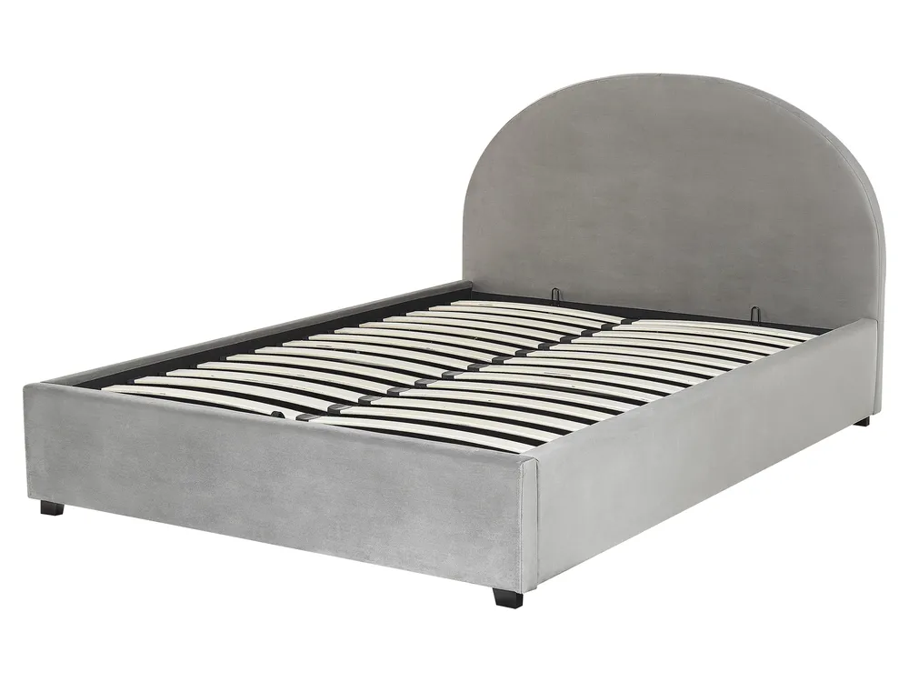 Ottoman Bed VAUCLUSE Velvet Light Grey 160 x 200 cm (EU King Size)_837426