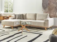 Corner Sofa 3 Seater NORA Fabric Light Beige Right Hand_891228