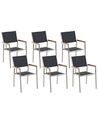 Set of 6 Garden Chairs GROSSETO Stainless Steel Black