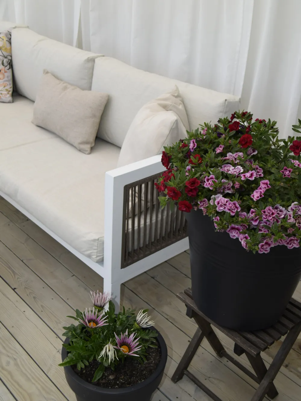 Garden Corner Sofa with Table 4 Seater BORELLO Metal Beige Left Hand_824861