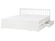 Bed with 2 Drawers OLENDON Pine Wood White 180 x 200 cm (EU Super King)_954900