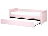 Trundle Bed Velvet LIBOURNE 90 x 200 cm (EU Single) Pastel Pink_978271