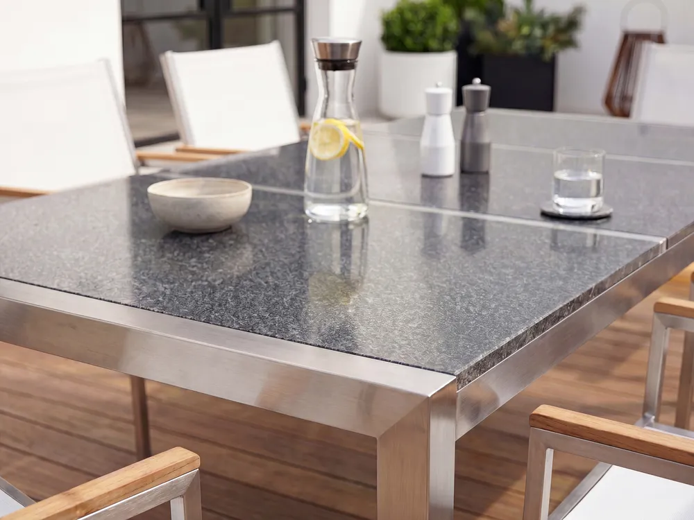 Garden Dining Table GROSSETO 220 cm 100 cm Granite Polished Grey_773783