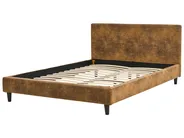 Bed Faux Leather FITOU 140 x 200 cm (EU Double) Brown_875875