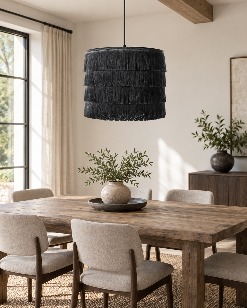 Pendant Lamp SUAPURE Fabric Black