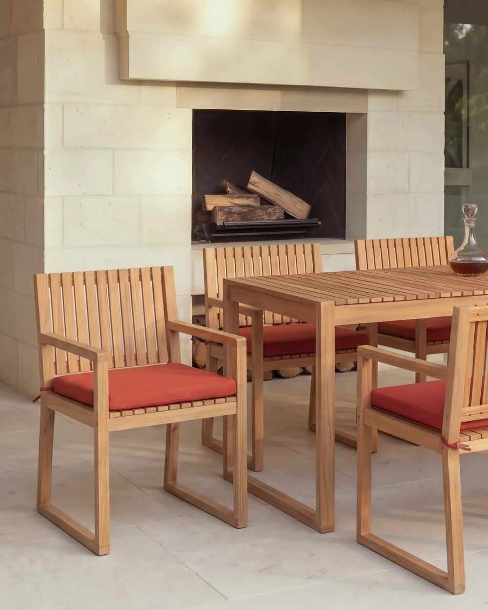 Set of 2 Garden Chairs with Cushions SASSARI PREMIUM Certified Acacia Wood Red