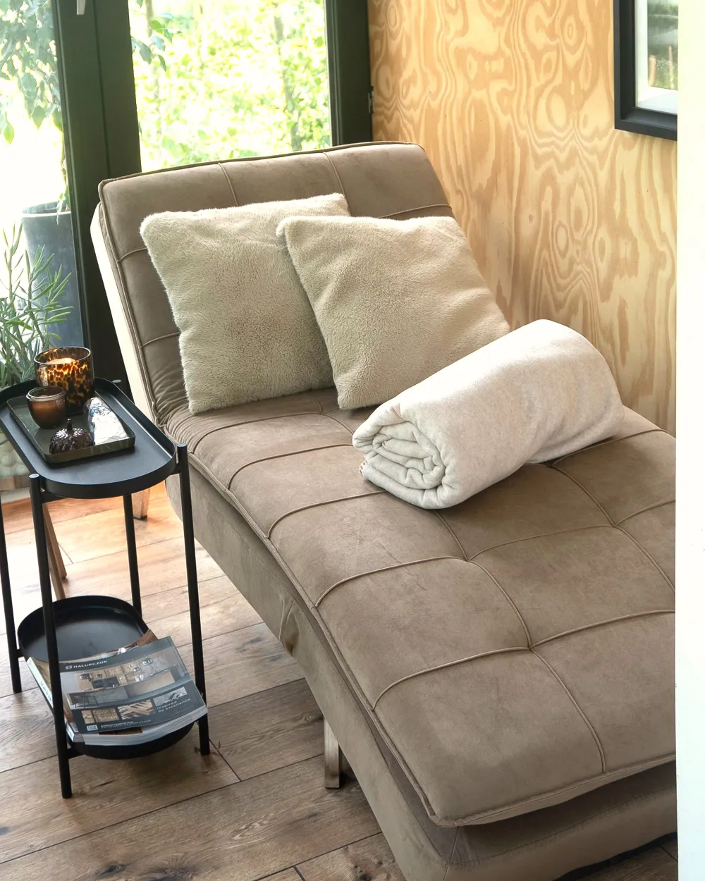 Chaise Longue LOIRET Velvet Light Brown_1172791