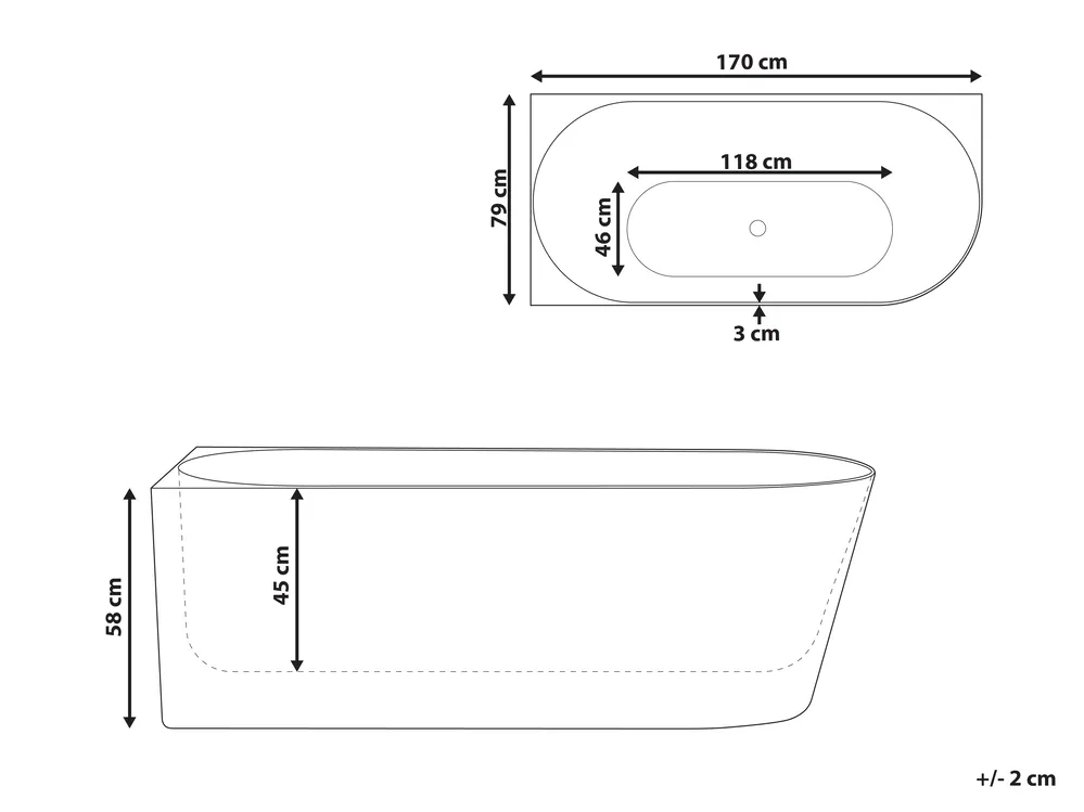 Corner Bath RENACA 1700 x 790 mm White Right Hand_1014010