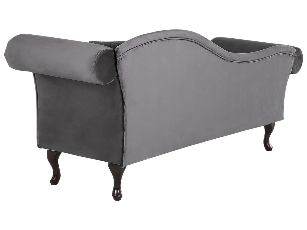 Right-Hand Chaise Longue LATTES Velvet Grey_738723