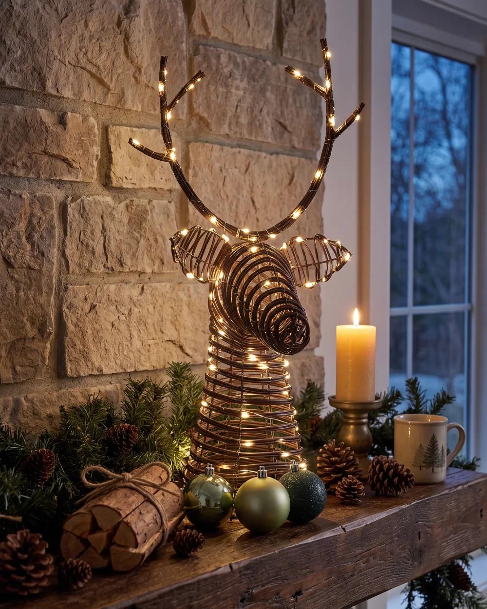 Christmas Decoration LED DYBESO 60 cm Reindeer Dark Brown