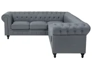 Corner Sofa 6 Seater CHESTERFIELD Fabric Grey Right Hand_706674
