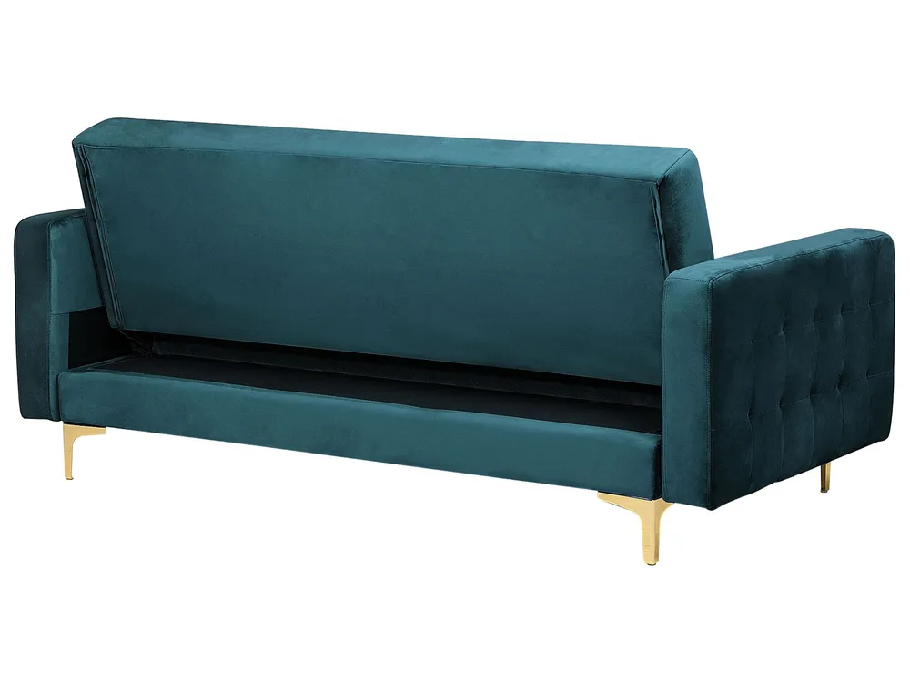 Bäddsoffa 3-sits ABERDEEN Sammet Blågrön_737994
