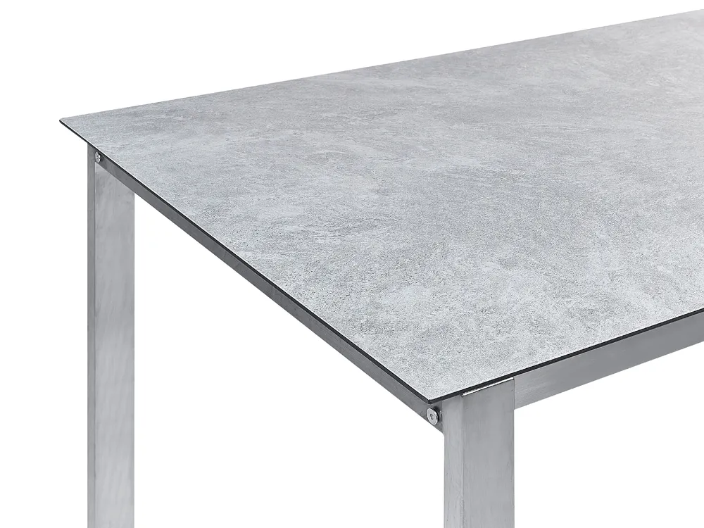 Trädgårdsmatgrupp 4-sits COSOLETO/GROSSETO Härdat glas Marmoreffekt Grå_881695