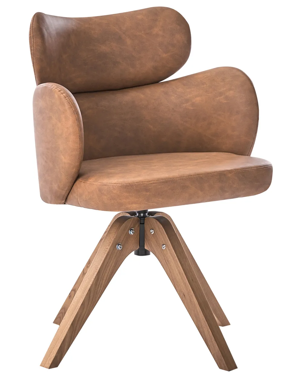 Dining Chair Swivel MARCY Faux Leather Brown