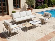 Garden Sofa Set 5 Seater VENARIA with Tables Metal Beige/ White_1053996