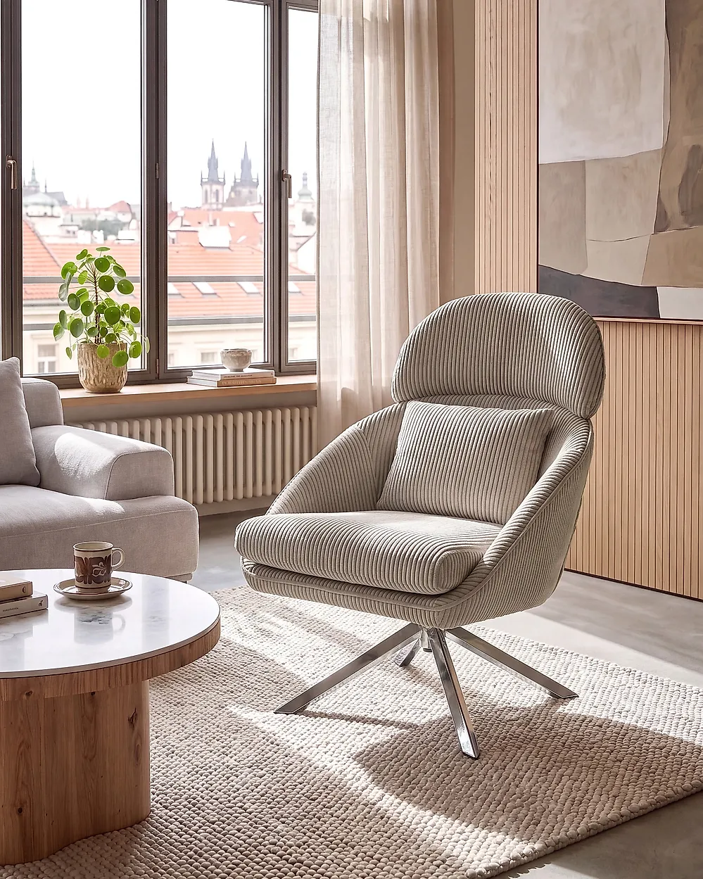 Svängbar fåtölj STORVORDE Manchester Taupe
