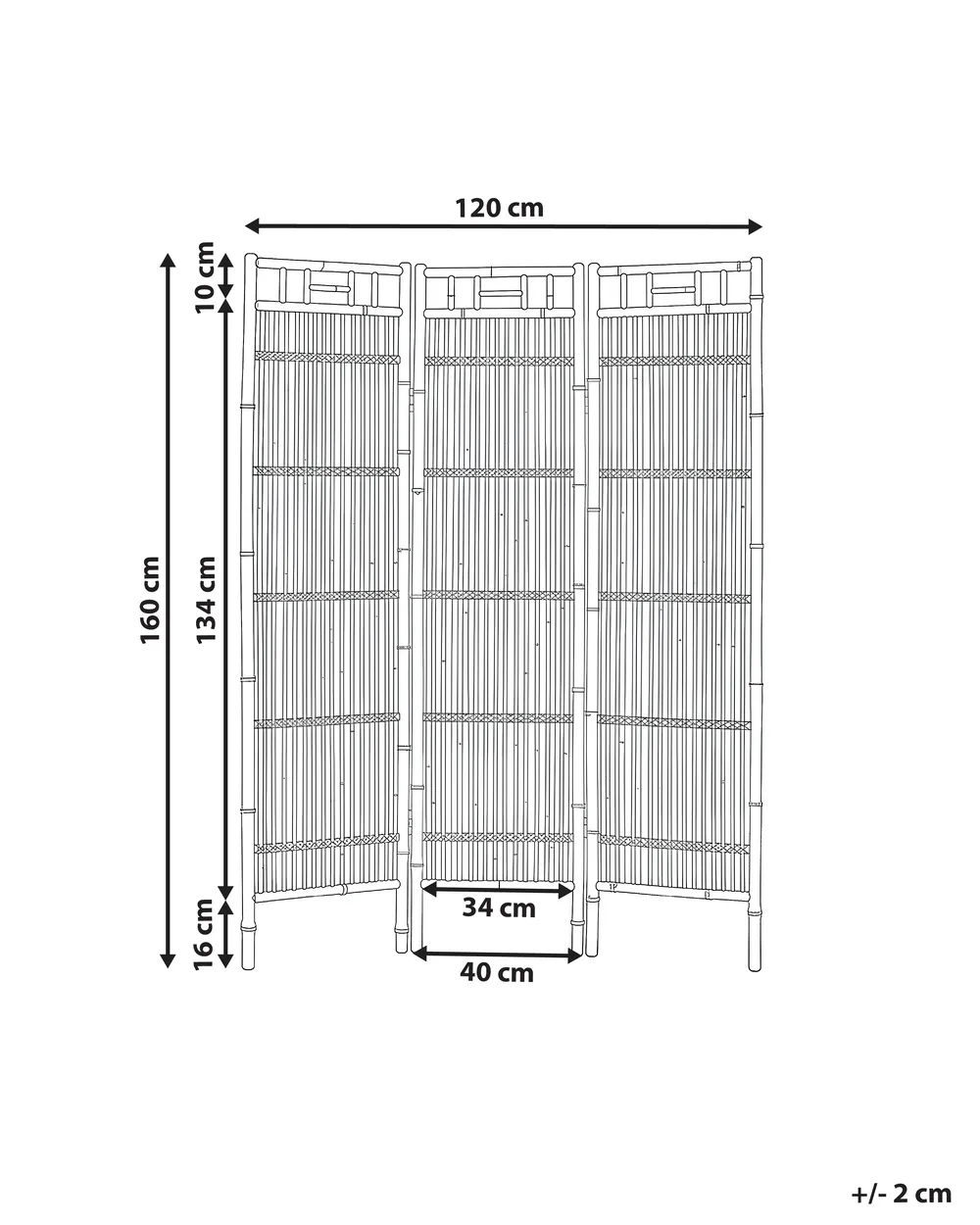 3-Panel Garden Privacy Screen CEFALU Folding Light Brown_1047672
