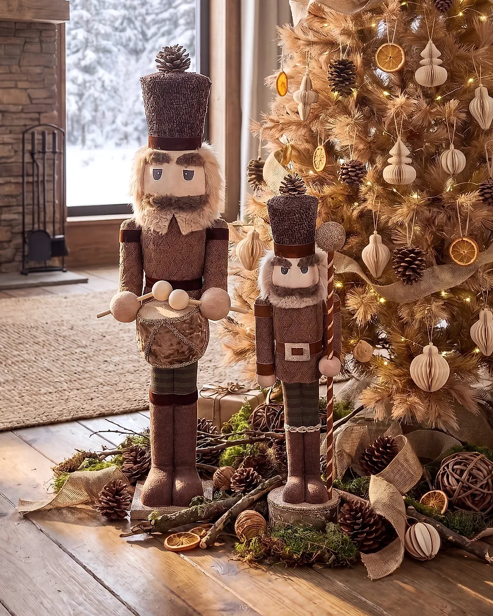 Set of 2 Figurines KOLARI 68/91 cm Nutcracker Brown_1156771