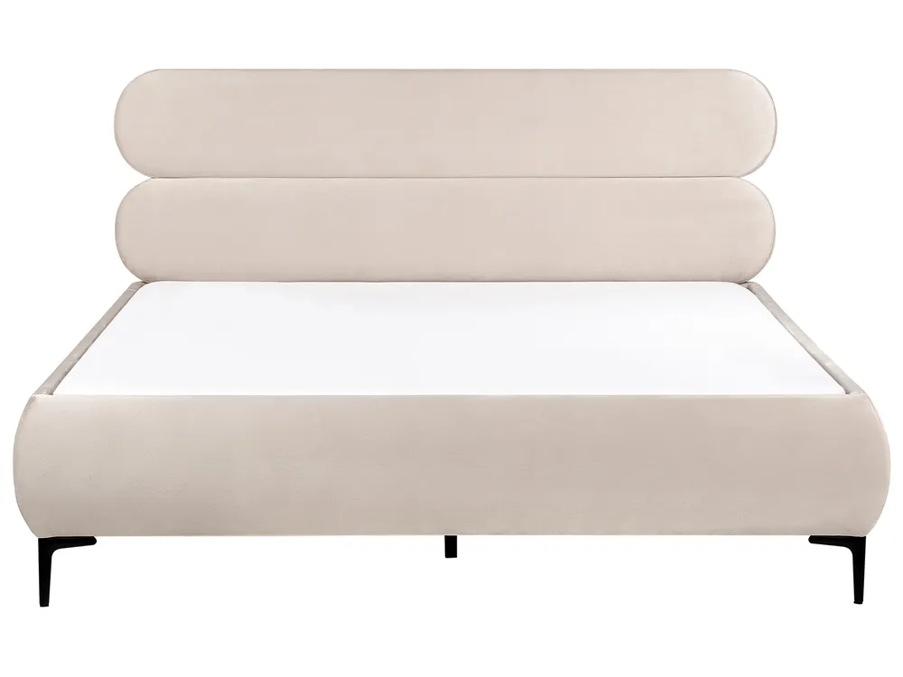 Bed Velvet LESSAY 180 x 200 cm (EU Super King) Light Beige_982209