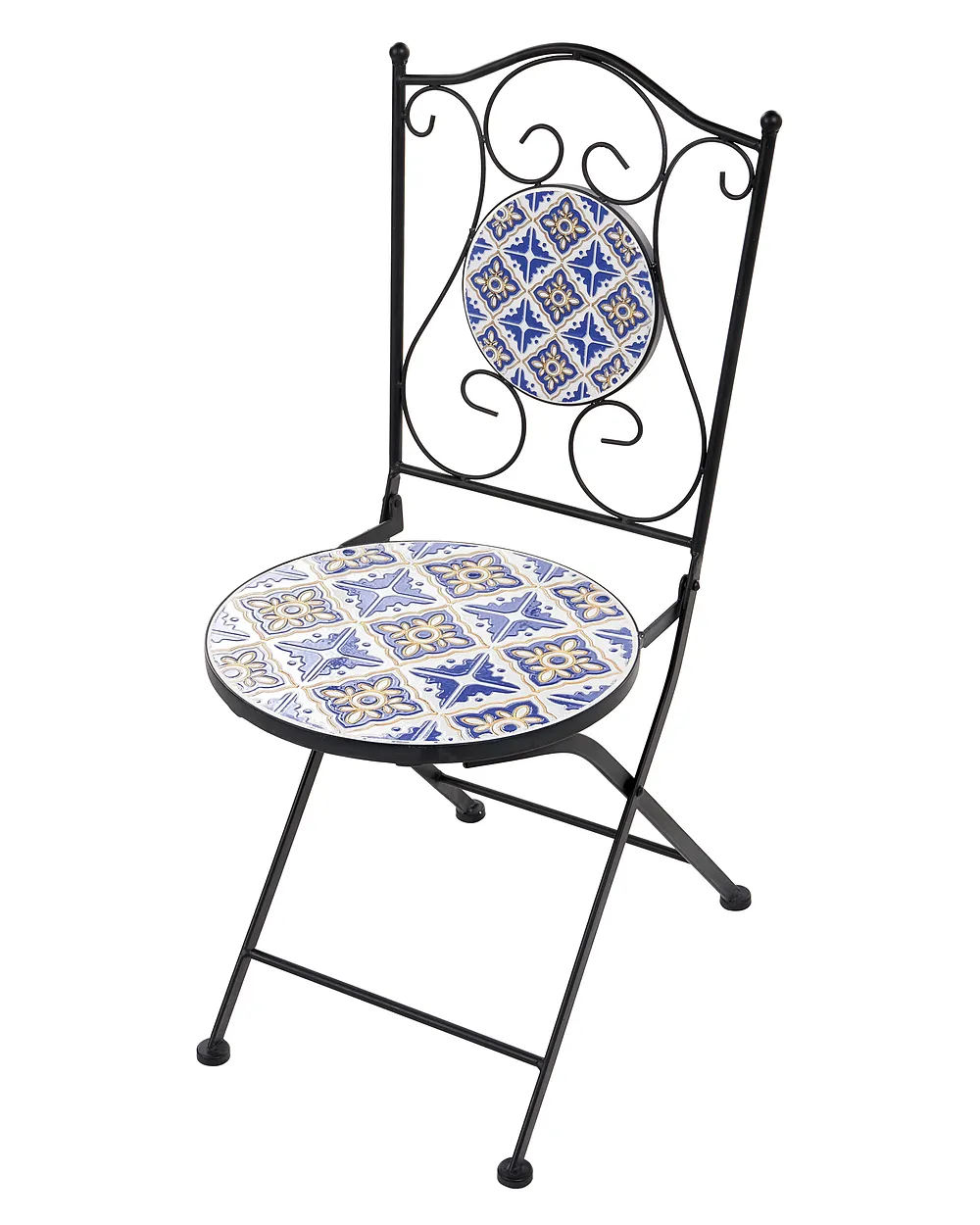 Set of 2 Garden Chairs SIPONTO Folding Metal White/ Blue_1155772
