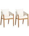Set of 2 Garden Chairs MARZAMEMI Acacia Wood White