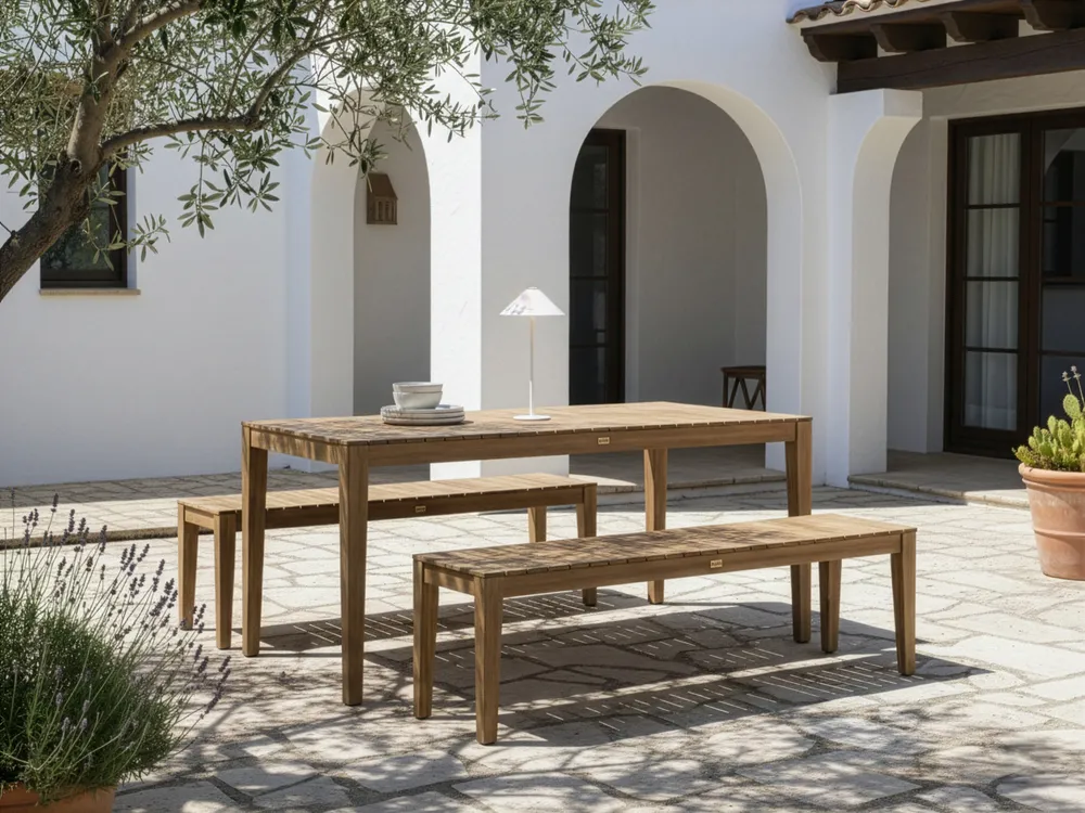 Garden Dining Set with Benches 6 Seater CHIOGGIA Certified Acacia Wood Light Brown