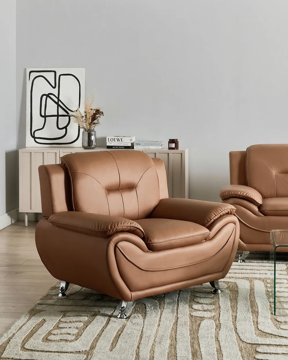 Armchair LEIRA Faux Leather Golden Brown