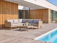 Garden Corner Sofa with Table 6 Seater VITTORIA PE Rattan Grey_1124445