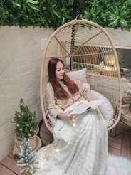Hanging Chair with Stand CASOLI PE Rattan Natural_828256