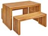 Garden Dining Set with Benches 4 Seater BELLANO Acacia Wood Brown