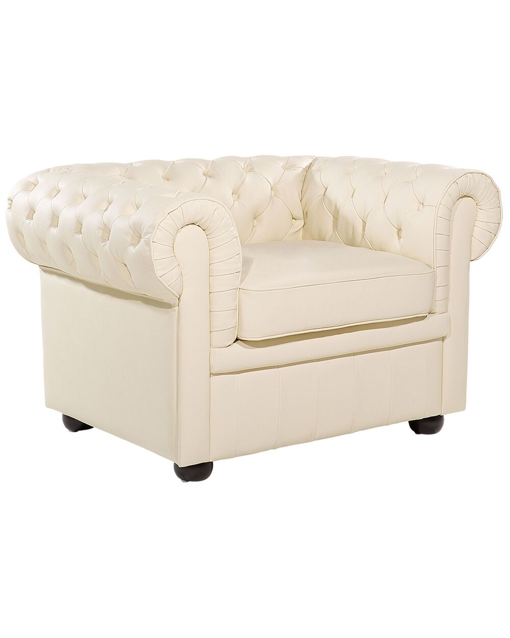 Lenestol CHESTERFIELD Ekte skinn Lys beige