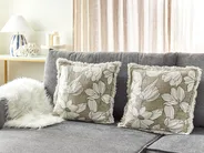 Set of 2 Decorative Cushions CYANOTIS 45 x 45 cm Cotton Green Floral Pattern_1079619