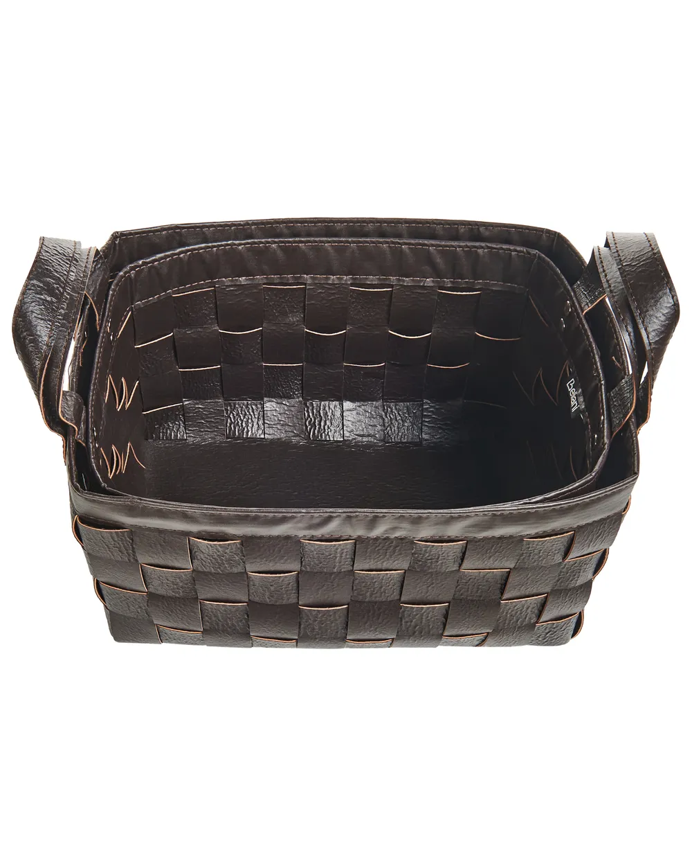 Set of 2 Baskets SIPPAR Faux Leather Dark Brown_954329