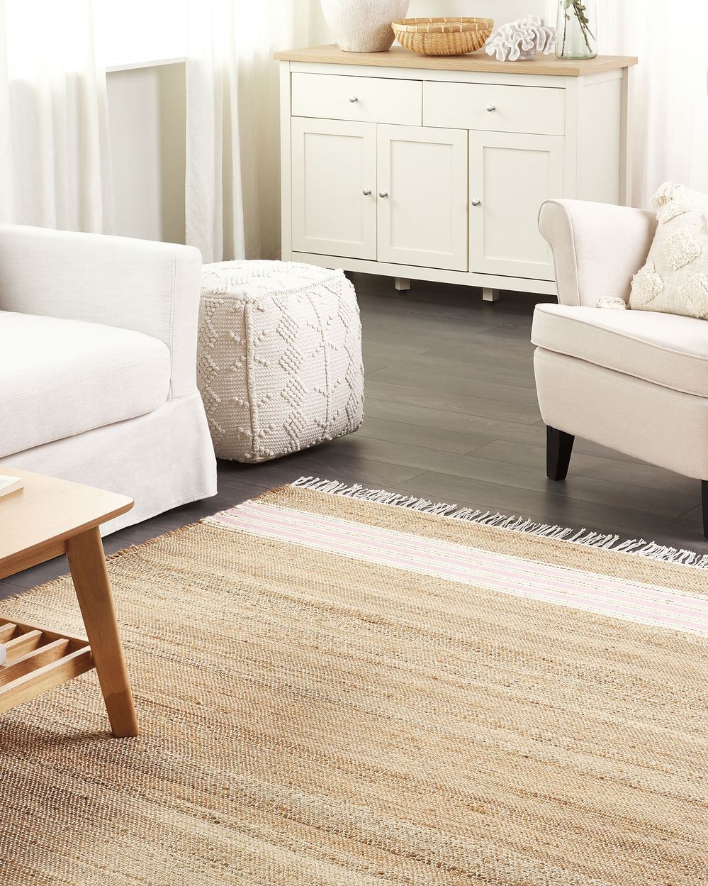 Rug MIRZA Pastel Pink 160 x 230 cm Jute