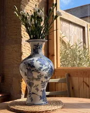 Kukkamaljakko BERGA 36 cm Posliini Valkoinen/sininen_1065841