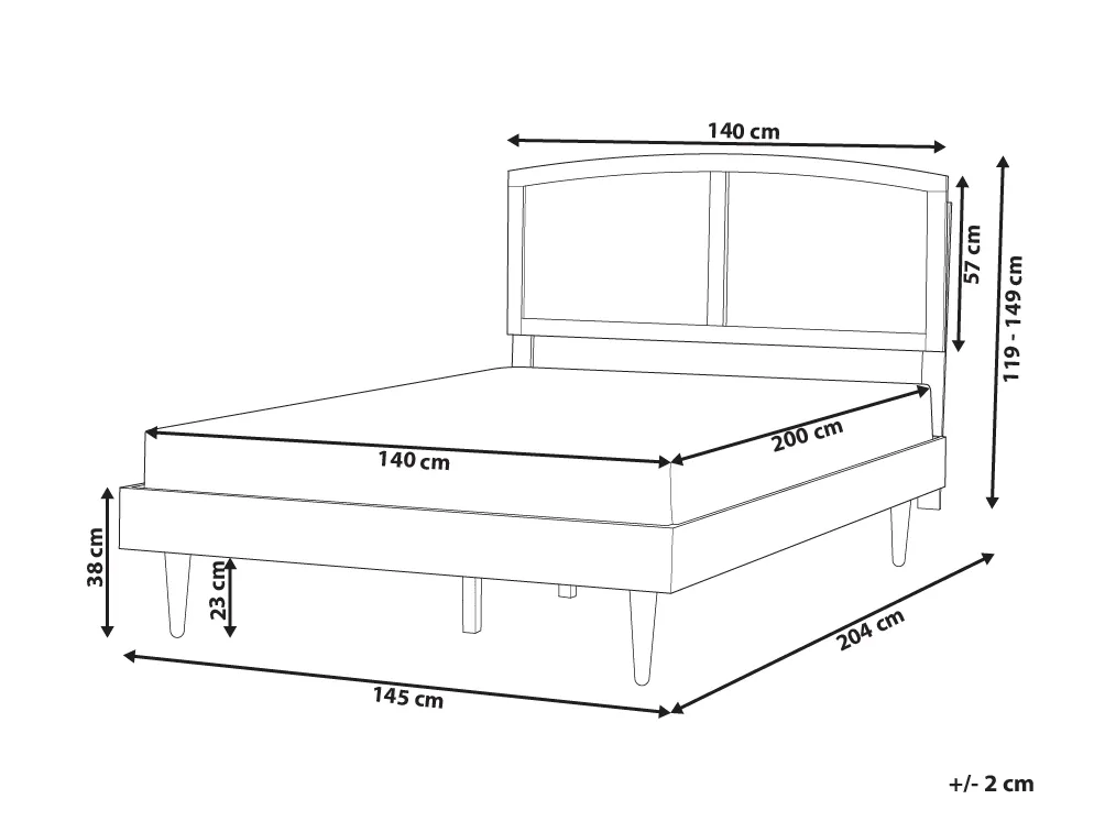 Bed with LED Rattan VARZY 140 x 200 cm (EU Double) Brown_899886