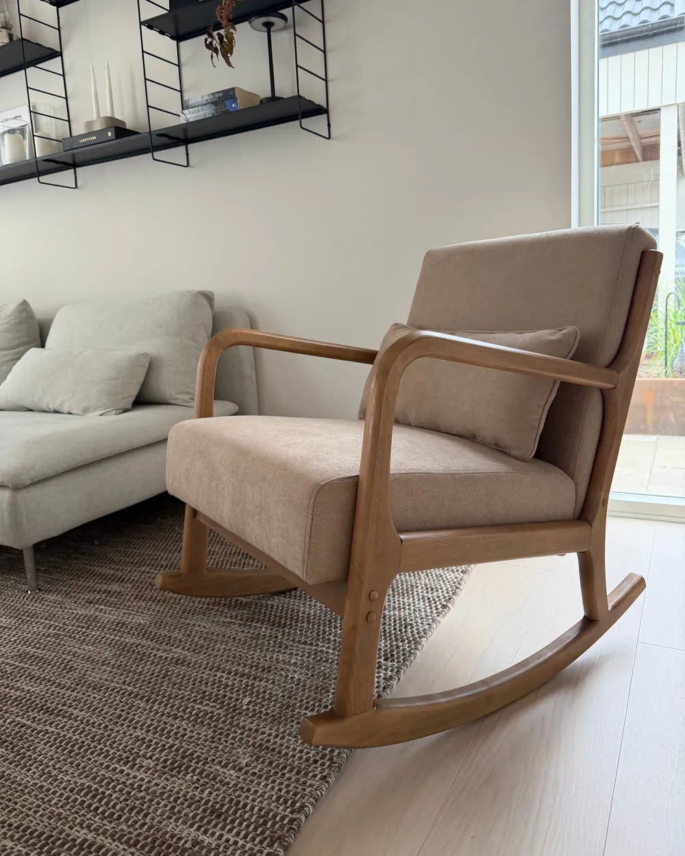 Rocking Chair SKOVDE Fabric Beige_1103813