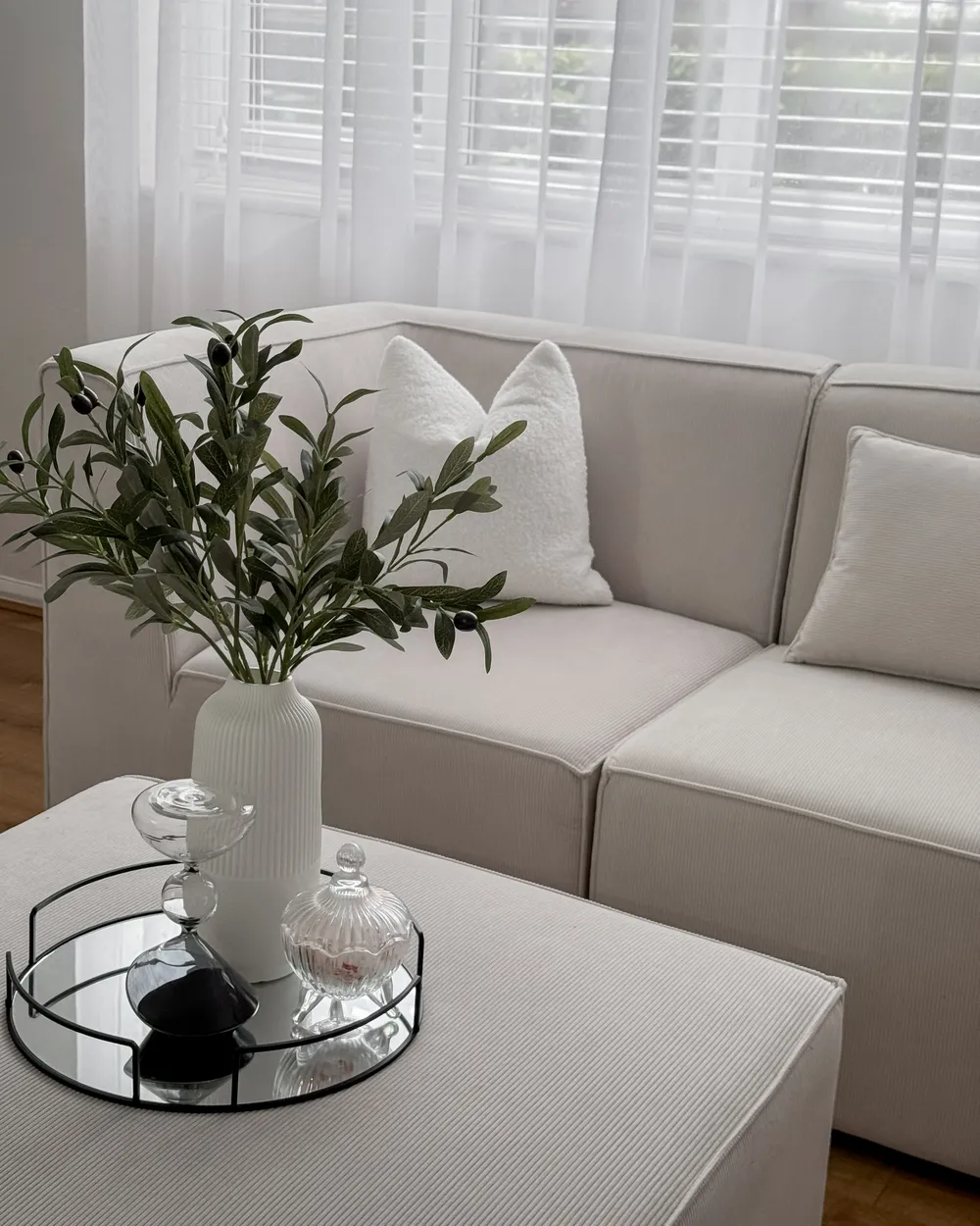 Modular Sofa 2 Seater LEMVIG Corduroy Off-White_983395