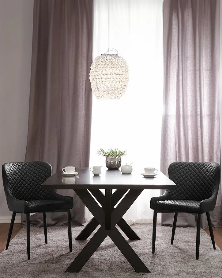 Set of 2 Dining Chairs SOLANO Faux Leather Black_703293