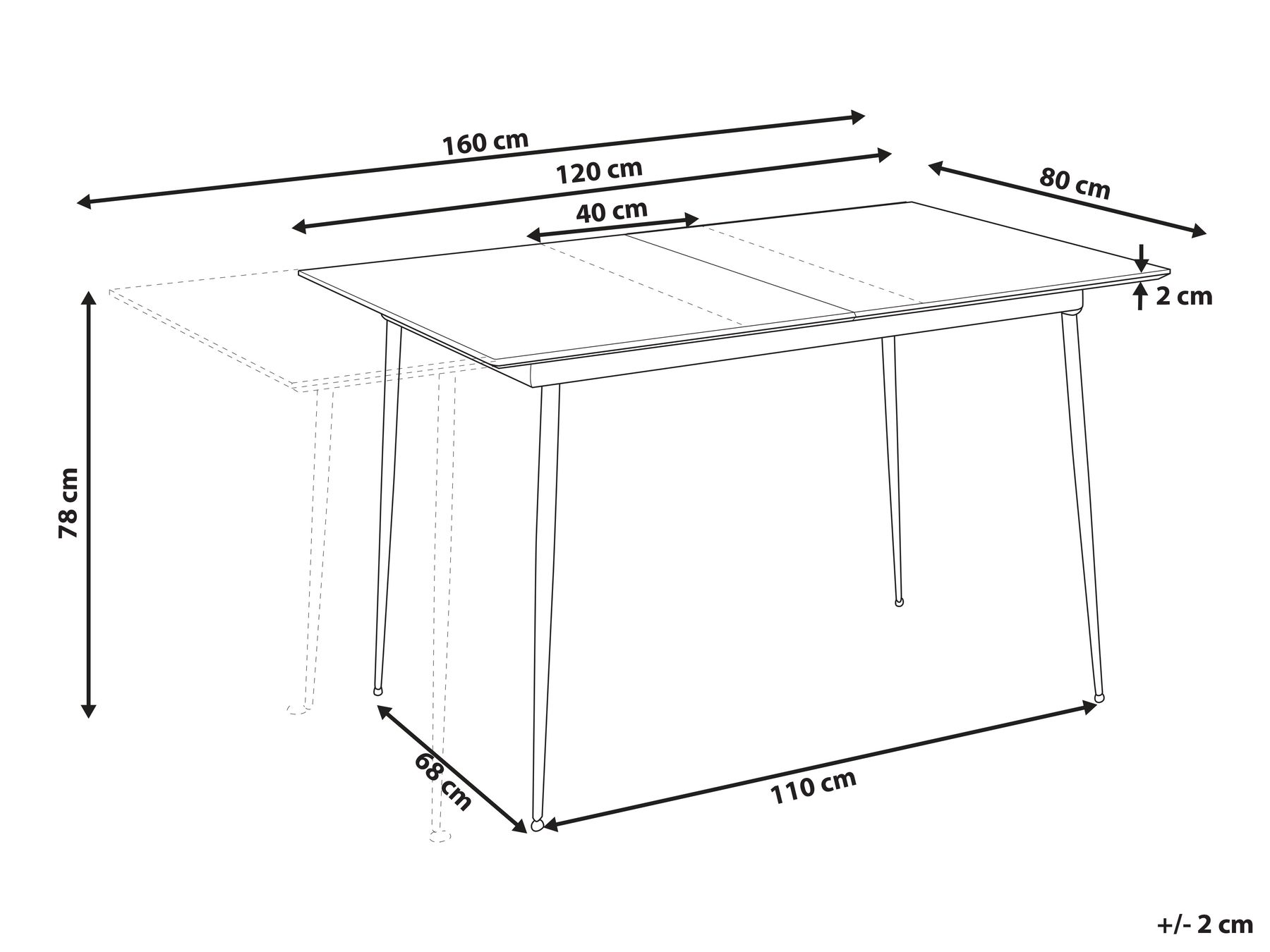 Jatkettava ruokapöytä GELANDA Harmaa 120/160 cm 80 cm_886396