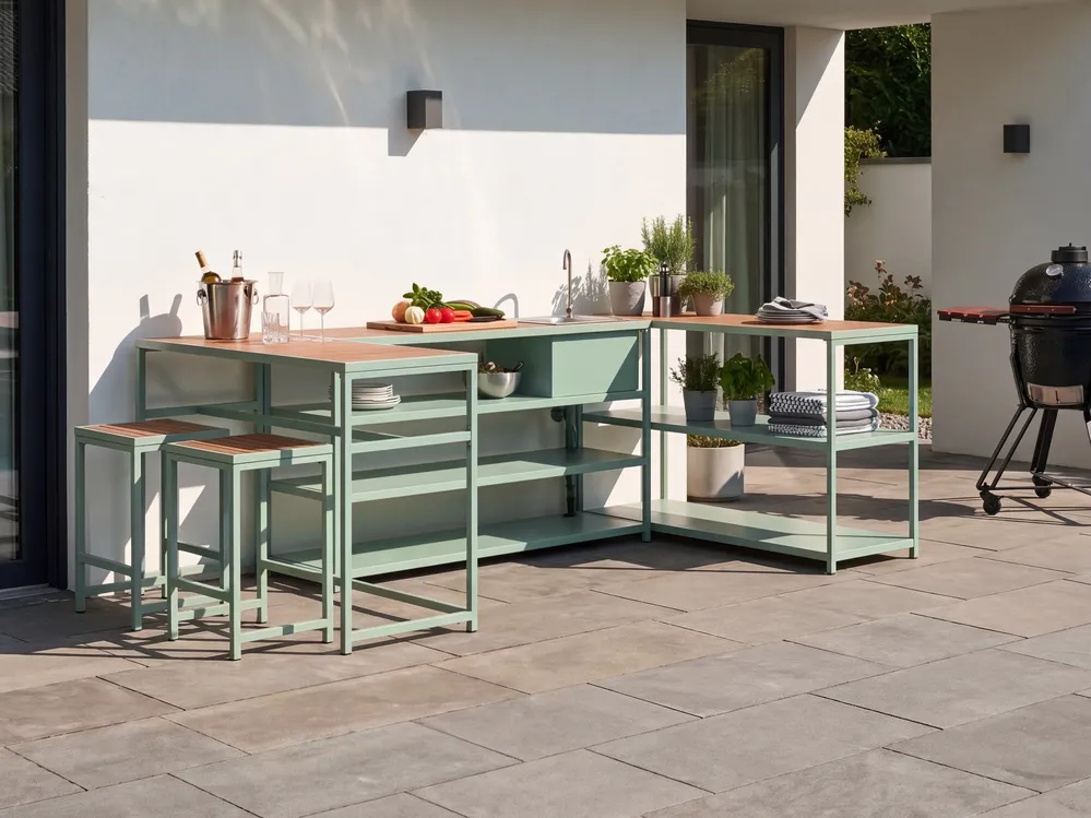 Outdoor Kitchen Island AVETRANA Light Green Metal_1087739