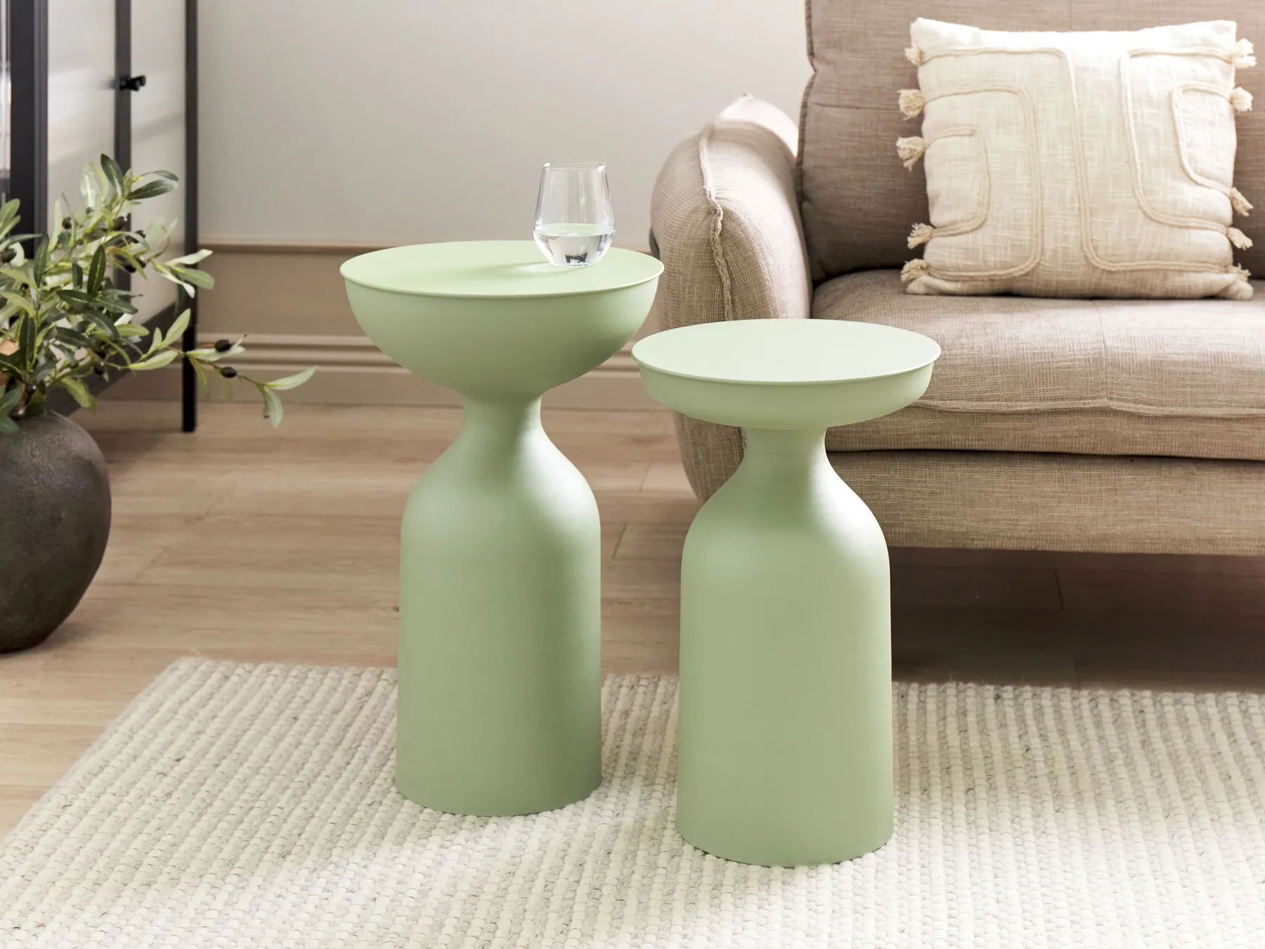 Set of 2 Side Tables COTA/TENJO Metal Light Green_883261
