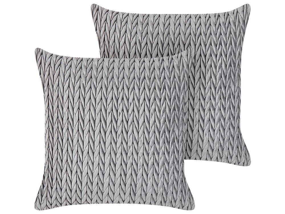 Set of 2 Decorative Cushions ECLIPTA 45 x 45 cm Grey Solid