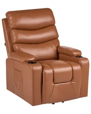 Electric Recliner Chair ETER Faux Leather Golden Brown_1074015