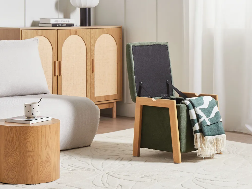Storage Pouffe EDLAND Fabric 45 cm Green_1038218